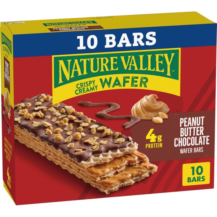 Nature Valley Wafer Bars, Peanut Butter Chocolate Flavored Snacks, 10