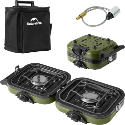 Naturehike 2 Burner Folding Camping Stove, Portable Propane Gas Stove