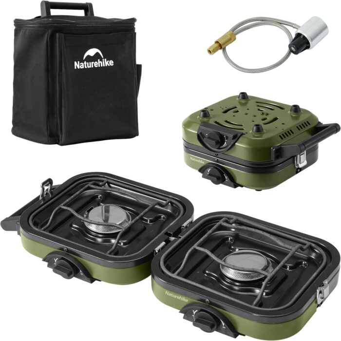 Naturehike 2 Burner Folding Camping Stove, Portable Propane Gas Stove