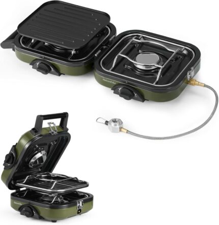 Naturehike 2 Burner Folding Camping Stove with Griddle, Portable Camp