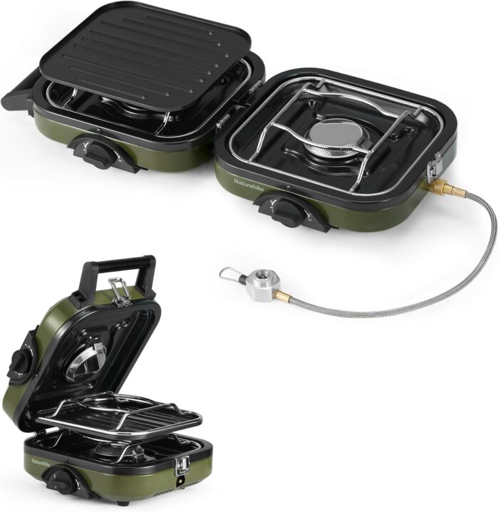 Naturehike 2 Burner Folding Camping Stove with Griddle, Portable Camp
