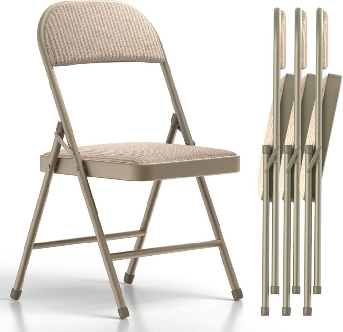 Nazhura 4 Pack Folding Chairs, Fabric Dining Chair Set with Padded