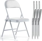 Nazhura 4 Pack Folding Chairs with Padded Cushion and Back, Khaki
