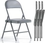 Nazhura 4 Pack Folding Chairs with Padded Vinyl Cushion Chairs with
