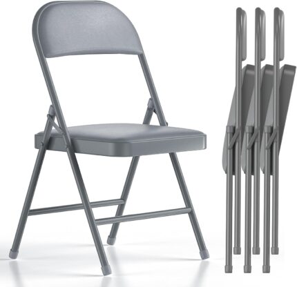 Nazhura 4 Pack Folding Chairs with Padded Vinyl Cushion Chairs with