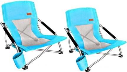 Nice C Adults Low Beach Chair, Sling, Folding, Portable, Concert,