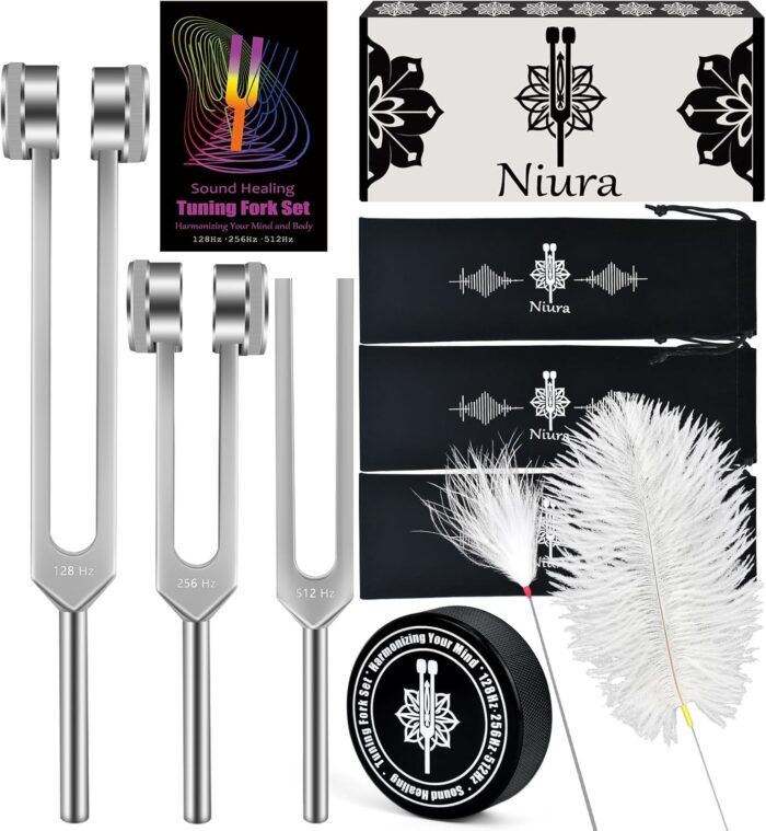 Niura Tuning Fork Set – 128Hz, 256Hz & 512Hz Aluminum Alloy Tuning