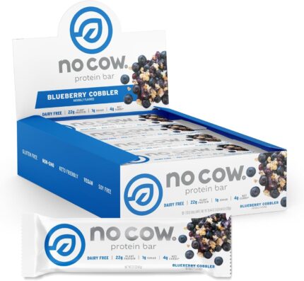 No Cow High Protein Bars, Blueberry Cobbler - Healthy Snacks, 20g