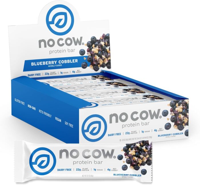No Cow High Protein Bars, Blueberry Cobbler - Healthy Snacks, 20g