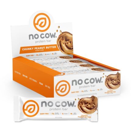 No Cow High Protein Bars, Chunky Peanut Butter - Healthy Snacks, 20g