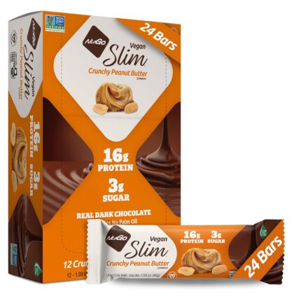 Nugo Slim Dark Chocolate Crunchy Peanut Butter, 16g Vegan Protein, 3g