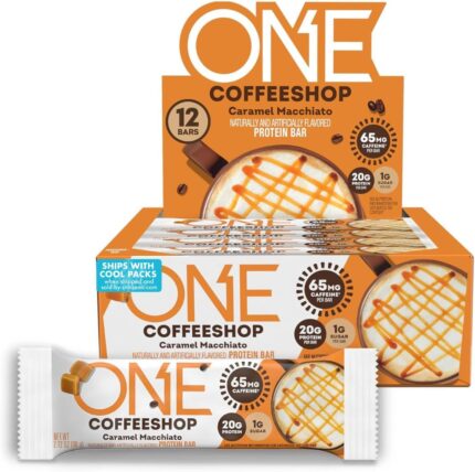 ONE Coffee Shop Caffeinated Protein Bars, Caramel Macchiato, Gluten