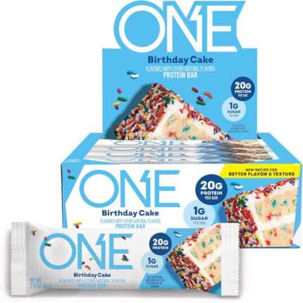 ONE Protein Bars, Birthday Cake, Gluten Free with 20g Protein and 1g