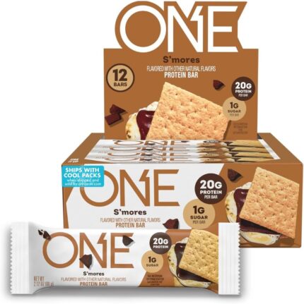 ONE Protein Bars, Smores, Gluten Free with 20g Protein and 1g Sugar,