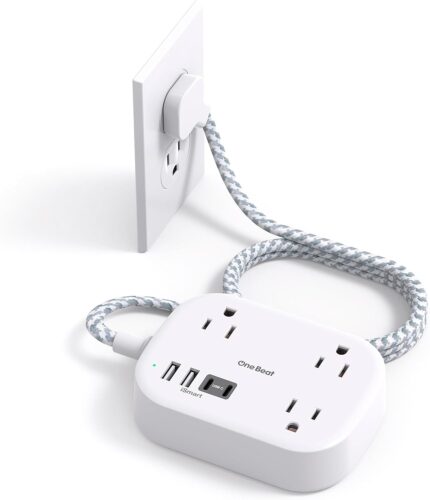 One Beat Cruise Ship Essentials,Travel Power Strip with USB C,Flat