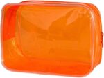 Orange Cosmetic Makeup Bag, 7"x2.3"x4.7" Size TSA Approved Toiletry
