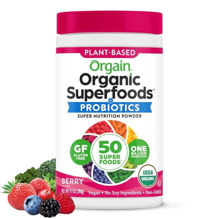 Orgain Organic Greens Powder + 50 Superfoods, Berry - 1 Billion