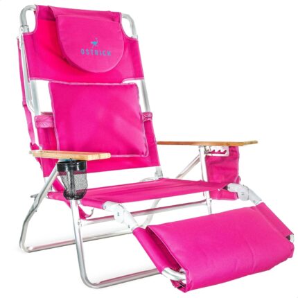 Ostrich Deluxe Reclining Lounge Chair, 3 in 1 Folding Outdoor Beach