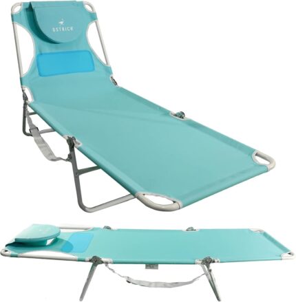 Ostrich Ladies Comfort Lounger, Foldable Beach Camping Pool Tanning