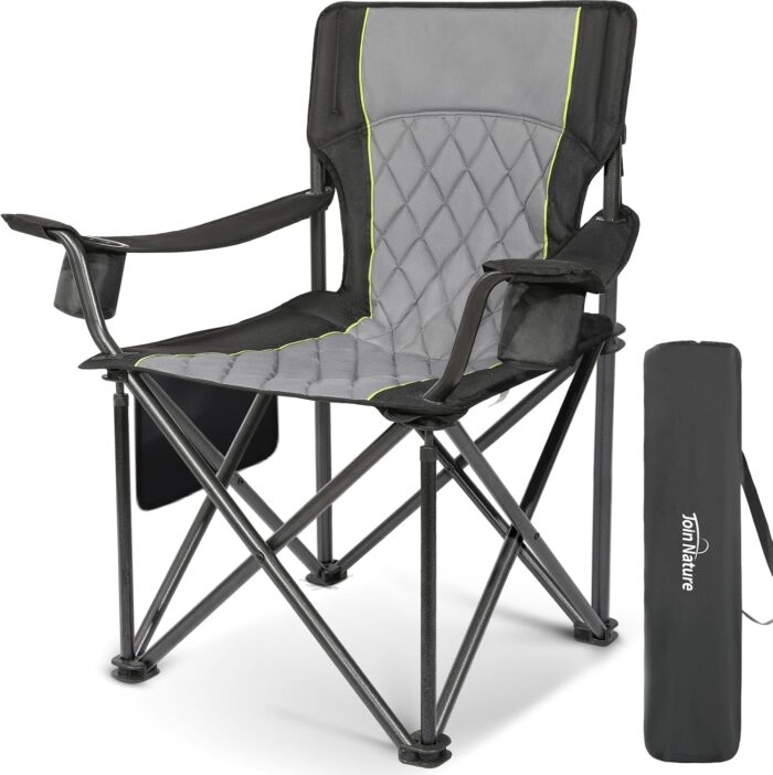 Outdoor Large Camping Chairs for Adults, Heavy Duty Camp Chair Support