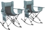 Outsunny Folding Rocking Camping Chairs for Adults, Portable Outdoor