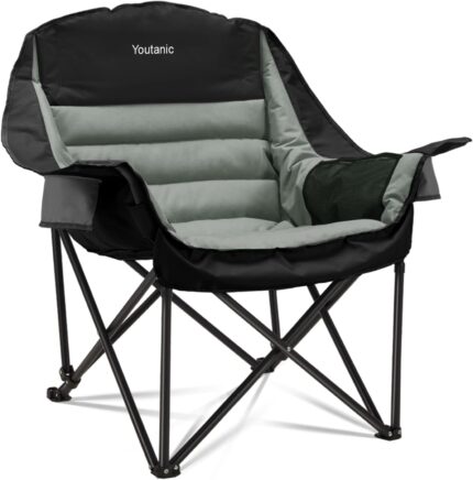 Oversized Camping Chair, Portable Folding Camping Chairs with Side