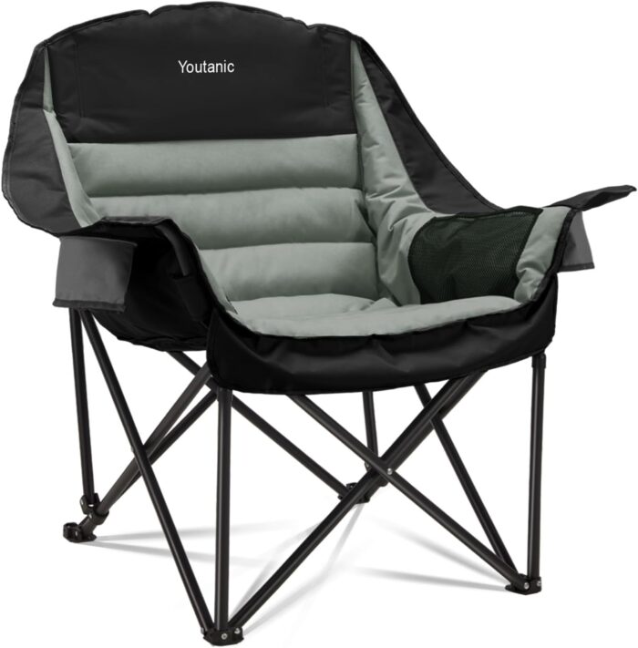 Oversized Camping Chair, Portable Folding Camping Chairs with Side