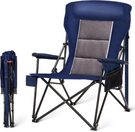 Oversized Camping Chairs for Adults, High Back Heavy Duty Lawn Folding