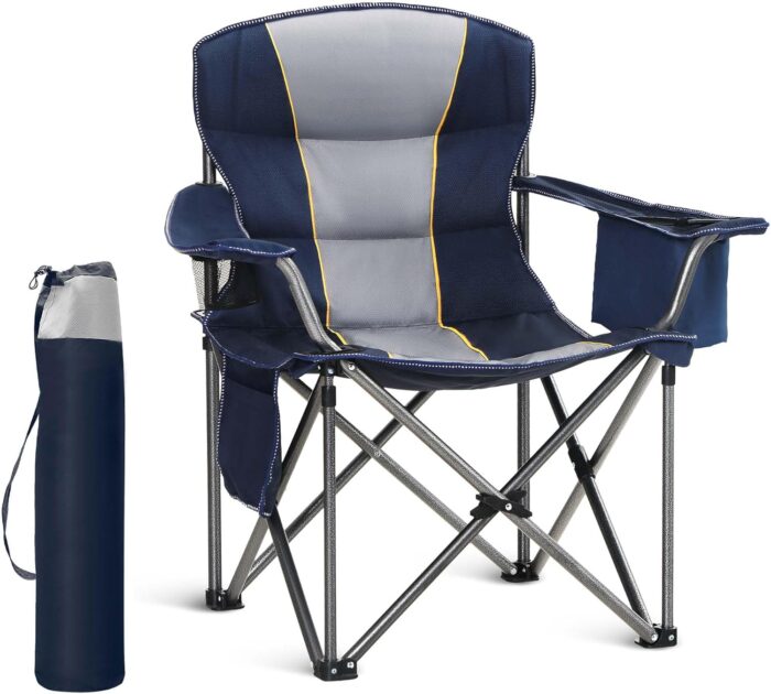 Oversized Portable Folding Camping Chair, Blue, 450 LBS Support,