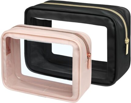 PACKISM TSA Approved Toiletry Bag - 2 Pack Upgrade Color-Edged Clear