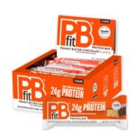 PBfit Peanut Butter Chocolate Protein Bars, 24g Protein, Gluten Free,