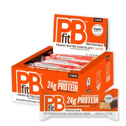 PBfit Peanut Butter Chocolate Protein Bars, 24g Protein, Gluten Free,