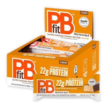 PBfit Salted Caramel Peanut Butter Protein Bars, 22g Protein, Gluten