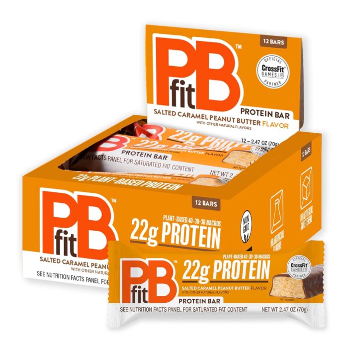 PBfit Salted Caramel Peanut Butter Protein Bars, 22g Protein, Gluten