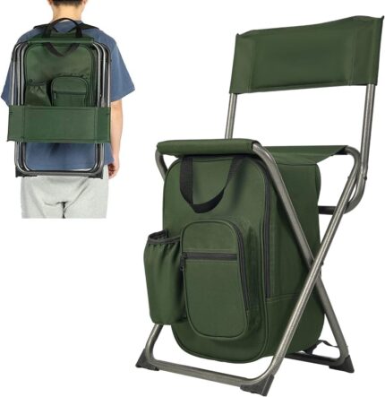 PORTAL Backpack Cooler Chair Fishing Chairs with Backrest Folding