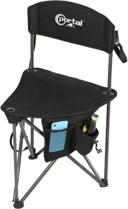 PORTAL Extra Large Quick Folding Tripod Stool with Backrest Fishing