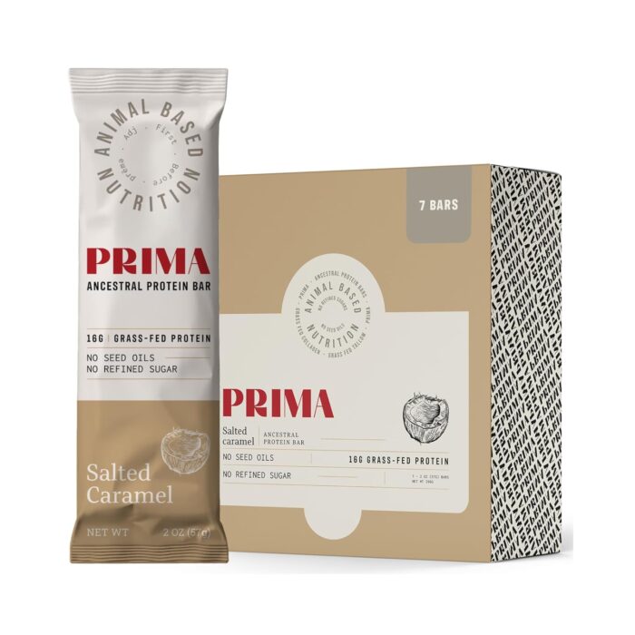 PRIMA Grass Fed Protein Bars, 7 Pack – Animal-Based Protein Bar with