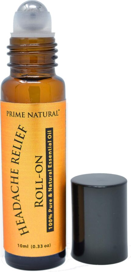 PRIME NATURAL Headache Relief Essential Oil Roll On 10ml, Pre-Diluted,