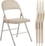Pack of 4 (Fabric/Vinyl) Steel Frame Metal Foam Padded Folding Chairs,