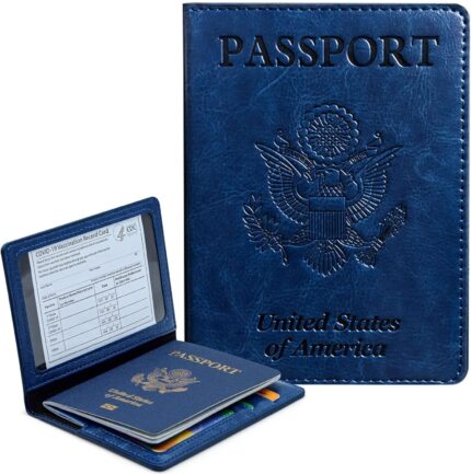 Passport Holder Cover Wallet Case RFID Blocking Leather Card Slot