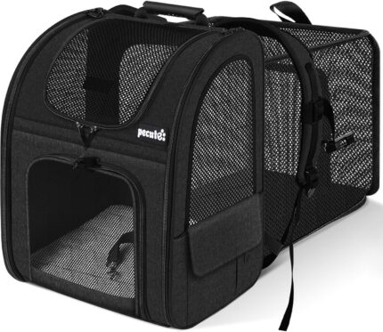 Pecute Cat Carrier Backpacks, Expandable Cat Backpack with Breathable