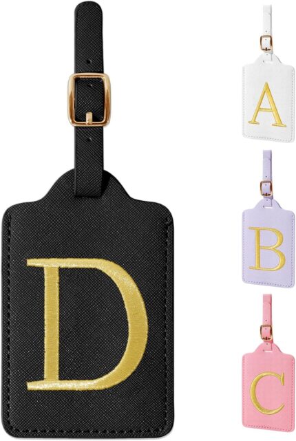 Personalized Initial Luggage Tags for Suitcase TSA Approved, Black