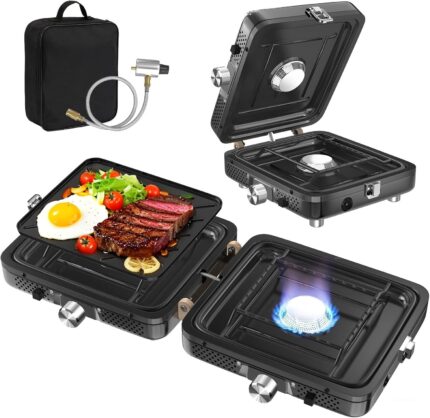 Portable Folding Camping Stove - 2-Burner Propane Camp Stove with