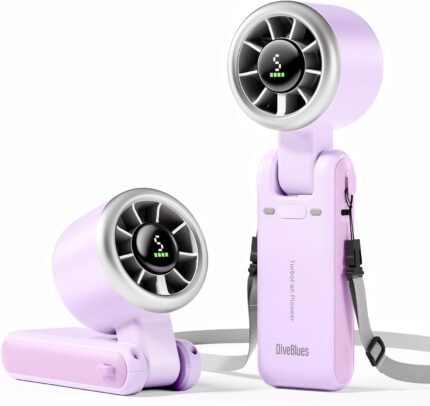 Portable Handheld Turbo Fan, 5 Gear Wind, Battery Operated, Up to 12