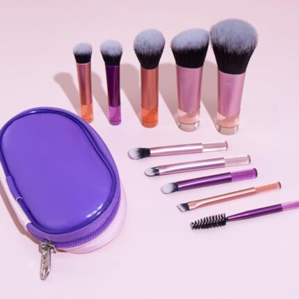 Portable ON THE GO Makeup Brush Set, COSHINE 10pcs Easy-taken Mini