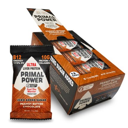 Primal Power Liver Powered Nutrition Bars - B12 Energy Boost, 10g
