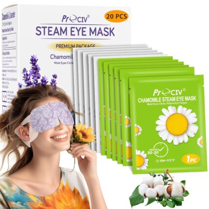 ProCIV 20 Packs Steam Eye Masks, Warming Eye Masks for Dark Circles,