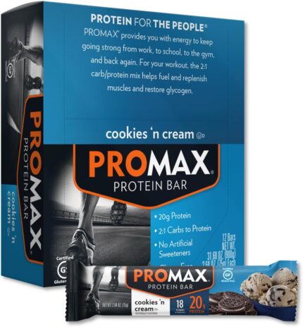 Promax Protein Bar, Cookies 'n Cream, 20g High Protein, Gluten Free,