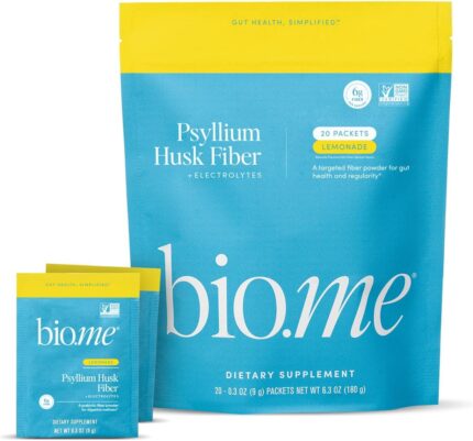 Psyllium Husk Fiber Lemonade 20 Count Travel Packs (6g Per Packet) -
