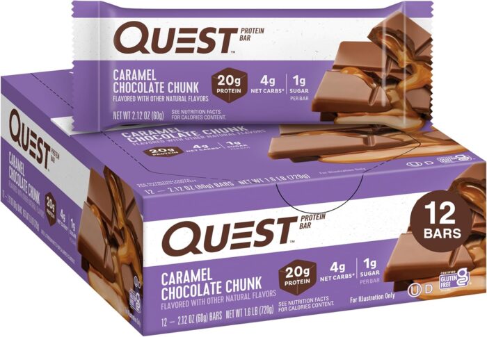Quest Nutrition Caramel Chocolate Chunk Protein Bar, 20g Protein, 1g